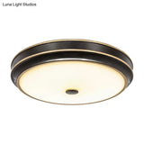 Opal Glass Black Flush Mount Led Ceiling Light - Countryside Style 12’/14’/18.5’ Diameter