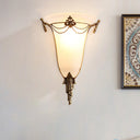 Opal Glass Brass Bell Wall Sconce With 1 Head For Bedside Lighting