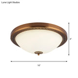 Opal Glass Brass Led Flush Mount Light Countryside Style 14’/16’ Wide