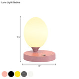 Opal Glass Egg Shell Night Light Macaron Lamp - Single-Bulb Table Stand For Bedside Pink/Blue/Yellow
