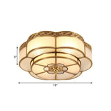 Opal Glass Flush Mount Brass Flower Ceiling Light - Bedroom Fixture 3/4/6 Bulbs 14/18/23.5 Wide