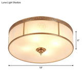 Opal Glass Flush Mount Ceiling Light With Classic Brass Finish