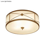 Opal Glass Flush Mount Ceiling Light With Classic Brass Finish