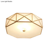 Opal Glass Geometric Drum Flush Mount Lamp With Brass Finish - Modern 4/5 Lights 16.5’/20.5’ Width