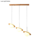 Opal Glass Globe Pendant Light With Wood Detail - 3 Heads For Contemporary Dining Room Ceiling
