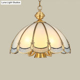 Opal Glass Gold Chandelier Umbrella Pendant Light Fixture For Dining Room