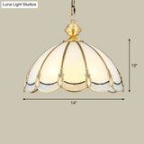Opal Glass Gold Chandelier Umbrella Pendant Light Fixture For Dining Room