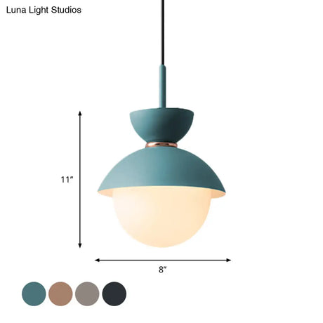Opal Glass Hourglass Pendant Light With 1 Bulb - Ideal For Restaurants Available In Blue Pink And