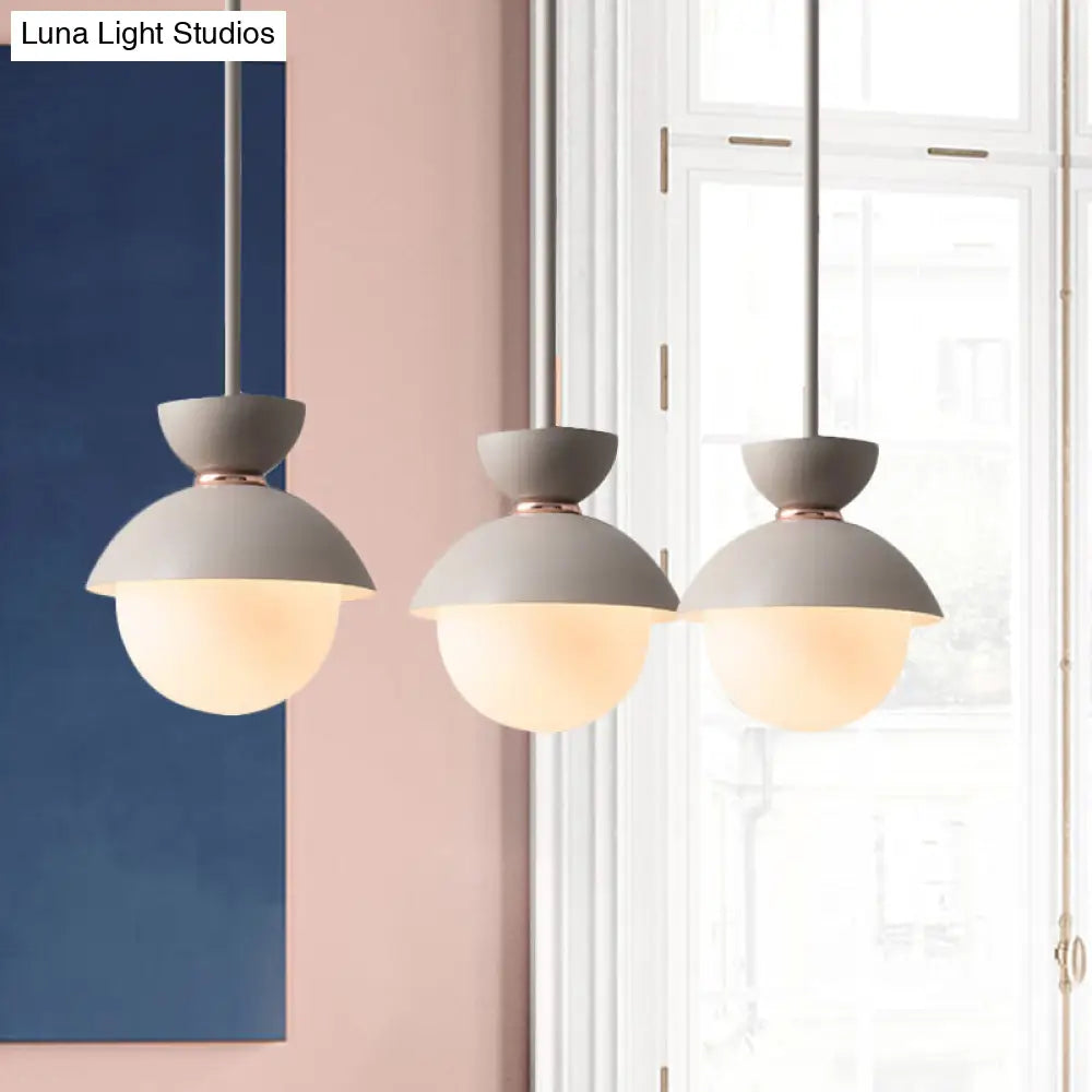 Opal Glass Hourglass Pendant Light With 1 Bulb - Ideal For Restaurants Available In Blue Pink And