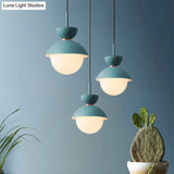 Opal Glass Hourglass Pendant Light With 1 Bulb - Ideal For Restaurants Available In Blue Pink And