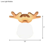 Opal Glass Led Ceiling Fixture With Wood Antler/Square/Round Design - Beige Flushmount