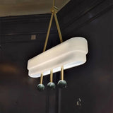 Nordic Opal Glass Pendant Led Lighting Kit For Dining Room - White/Warm Light