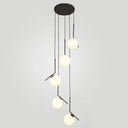 Opal Glass Multi-Light Pendant With Minimalist Sphere Design – Stylish Metal Arm Suspension Lamp