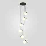 Opal Glass Multi-Light Pendant With Minimalist Sphere Design – Stylish Metal Arm Suspension Lamp
