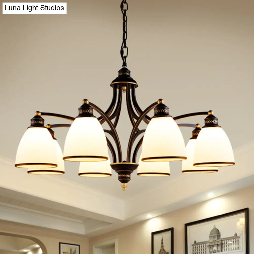 Opal Glass Pendant Light Fixture - Classic Bell Chandelier For Living Room