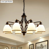 Opal Glass Pendant Light Fixture - Classic Bell Chandelier For Living Room