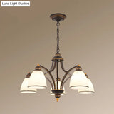 Opal Glass Pendant Light Fixture - Classic Bell Chandelier For Living Room