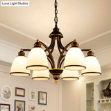 Opal Glass Pendant Light Fixture - Classic Bell Chandelier For Living Room