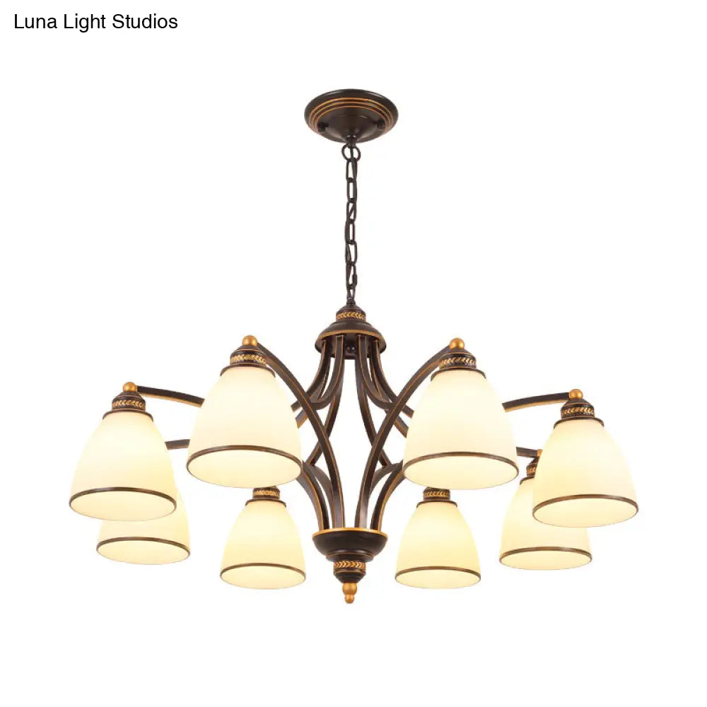 Opal Glass Pendant Light Fixture - Classic Bell Chandelier For Living Room