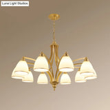 Opal Glass Pendant Light Fixture - Classic Bell Chandelier For Living Room