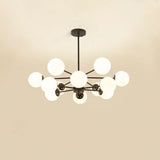 Opal Glass Radial Chandelier - Postmodern Pendant Light For Living Room 12 / Black