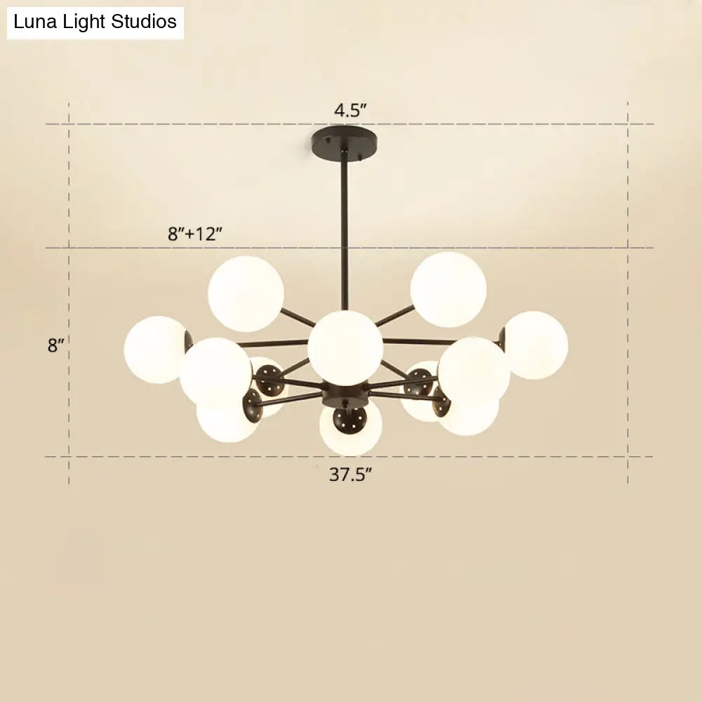 Opal Glass Radial Chandelier - Postmodern Pendant Light For Living Room