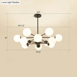 Opal Glass Radial Chandelier - Postmodern Pendant Light For Living Room