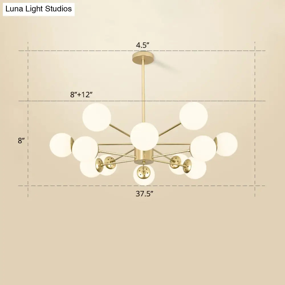 Opal Glass Radial Chandelier - Postmodern Pendant Light For Living Room
