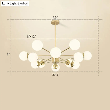 Opal Glass Radial Chandelier - Postmodern Pendant Light For Living Room