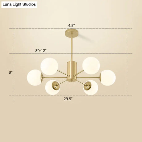 Opal Glass Radial Chandelier - Postmodern Pendant Light For Living Room