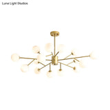 Opal Glass Sphere Gold Chandelier Pendant Light for Modern Living Rooms