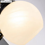Opal Glass Spherical Bedside Sconce - Classic 1-Light Black Wall Mounted Lamp