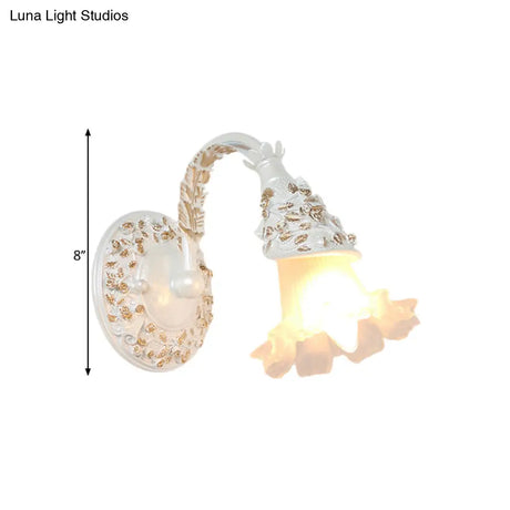 Opal Glass Wall Sconce In Silver/White With Arched Arm For Rustic Charm