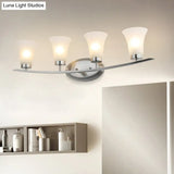 Opal White Glass Wall Sconces - 4 American Simplicity Lights For Bathroom Vanity