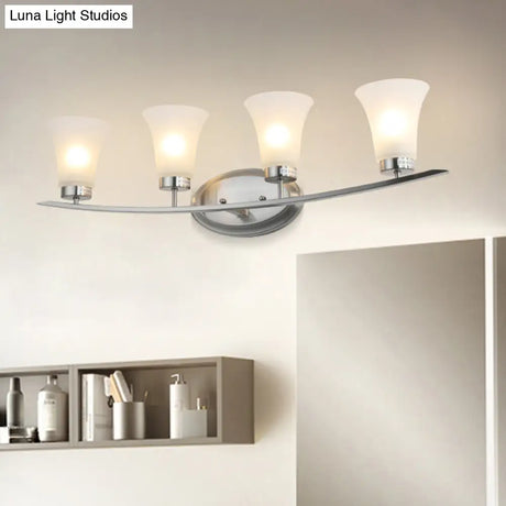 Opal White Glass Wall Sconces - 4 American Simplicity Lights For Bathroom Vanity