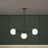 Opaline Glass Ball Pendant Light For Minimalist Dining Room Island 3 / Black
