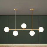 Opaline Glass Ball Pendant Light For Minimalist Dining Room Island 5 / Gold