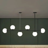 Opaline Glass Ball Pendant Light For Minimalist Dining Room Island 6 / Black