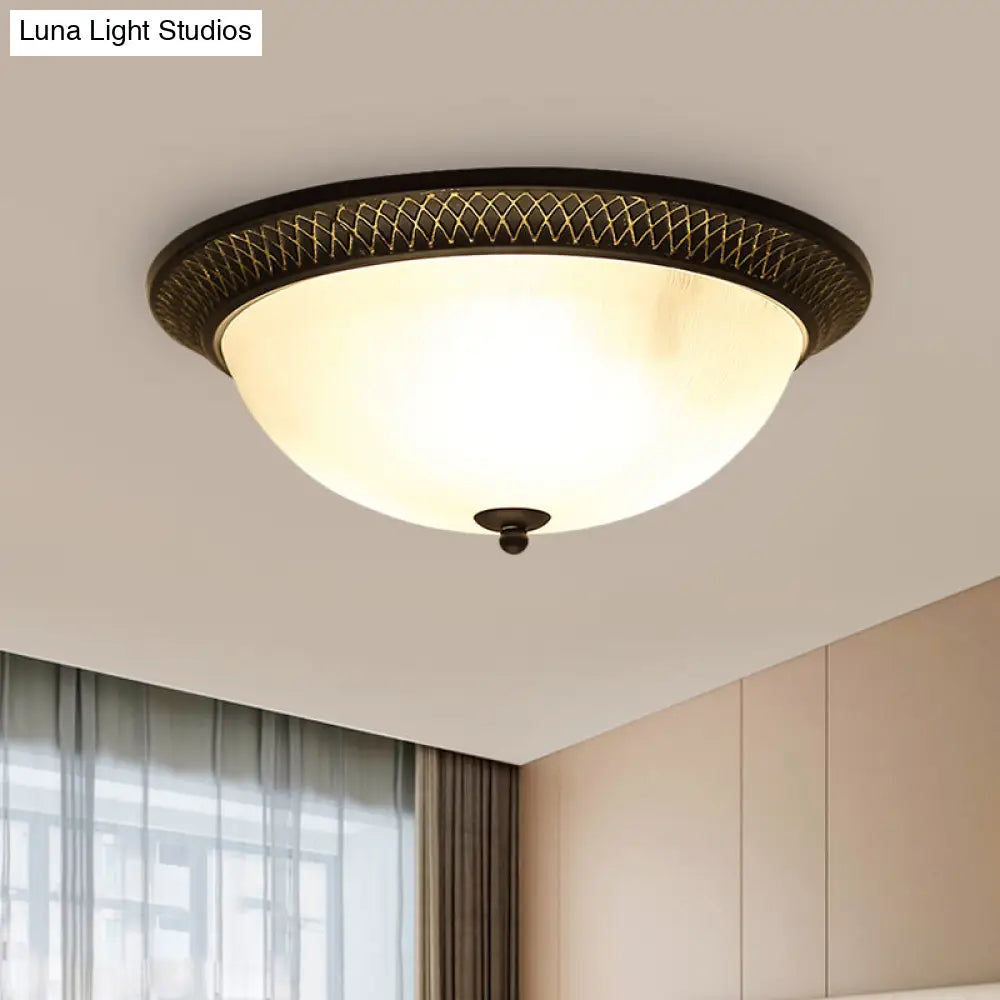 Opaline Glass Brass Flush Mount Led Ceiling Light For Hallway - Classic & Stylish 12.5’/15’ W