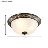 Opaline Glass Ceiling Lighting Retro Flush Mount Fixture With Swastika Pattern - Black - Gold 2/3 -