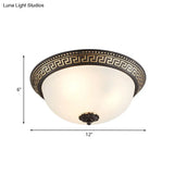 Opaline Glass Ceiling Lighting Retro Flush Mount Fixture With Swastika Pattern - Black - Gold 2/3 -