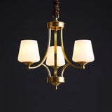 Opaline Glass Chandelier With Traditional Tapered Design - Brass Finish 3 /