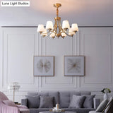 Opaline Glass Chandelier With Traditional Tapered Design - Brass Finish