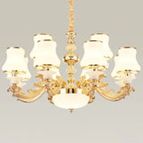 Opaline Glass Curved Chandelier - Elegant Ceiling Suspension Lamp For Living Room 12 / White