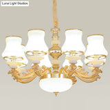 Opaline Glass Curved Chandelier - Elegant Ceiling Suspension Lamp For Living Room