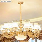 Opaline Glass Curved Chandelier - Elegant Ceiling Suspension Lamp For Living Room