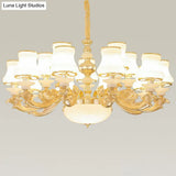 Opaline Glass Curved Chandelier - Elegant Ceiling Suspension Lamp For Living Room