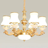 Opaline Glass Curved Chandelier - Elegant Ceiling Suspension Lamp For Living Room 6 / White