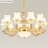Opaline Glass Curved Chandelier - Elegant Ceiling Suspension Lamp For Living Room