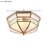 Opaline Glass Dome Ceiling Flush Light With Brass Finish - 3/4 - Light 14’/18’ Warehouse Style